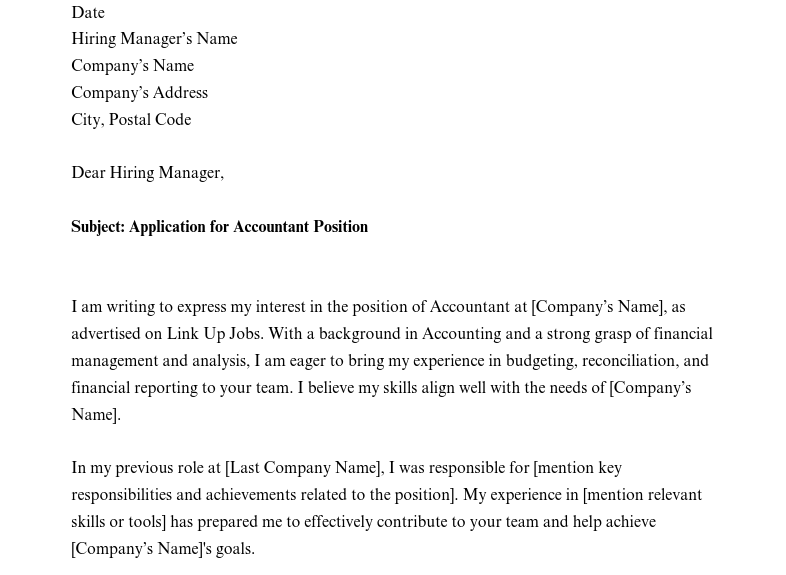 Application for Accountant Position